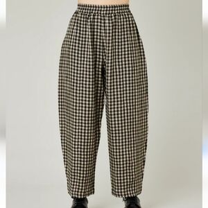 Mabel Black & Ecru Check Linen Trousers - Beyond Nine (Medium)